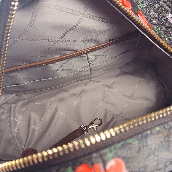 NWT Michael Kors Rhea Med Zip Signature Monogram Backpack - Picture 11 of 16